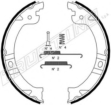 TRUSTING 023.002K Brake Shoe Set, parking brake